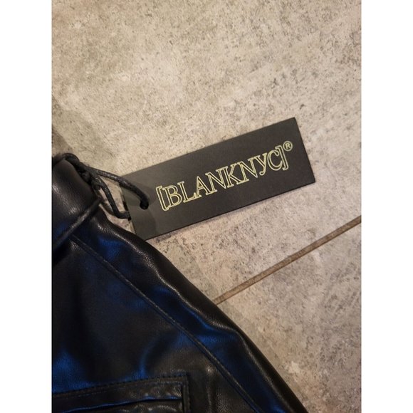 New Blank NYC Black Faux Leather Dbl Belted Pants High Rise Straight  Sz 24 Goth - Picture 5 of 6